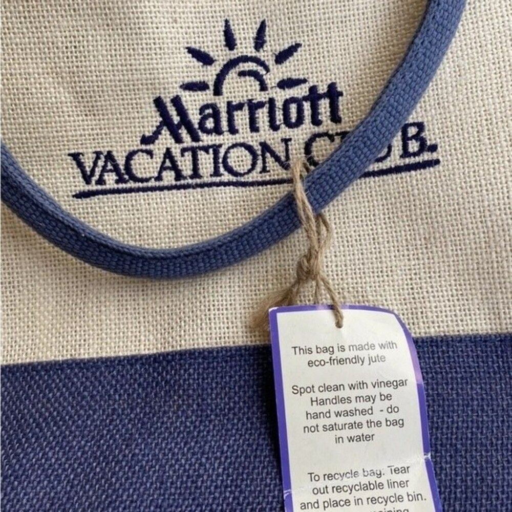 Marriott Vacation Club Large Canvas Tote eco-friendly Jute Embroidered Logo Tote - Picture 9 of 12